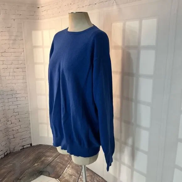 Peter Millar Blue Cotton Blend Crew Neck Long Sleeve Knit Sweater Size XL - Picture 3 of 10